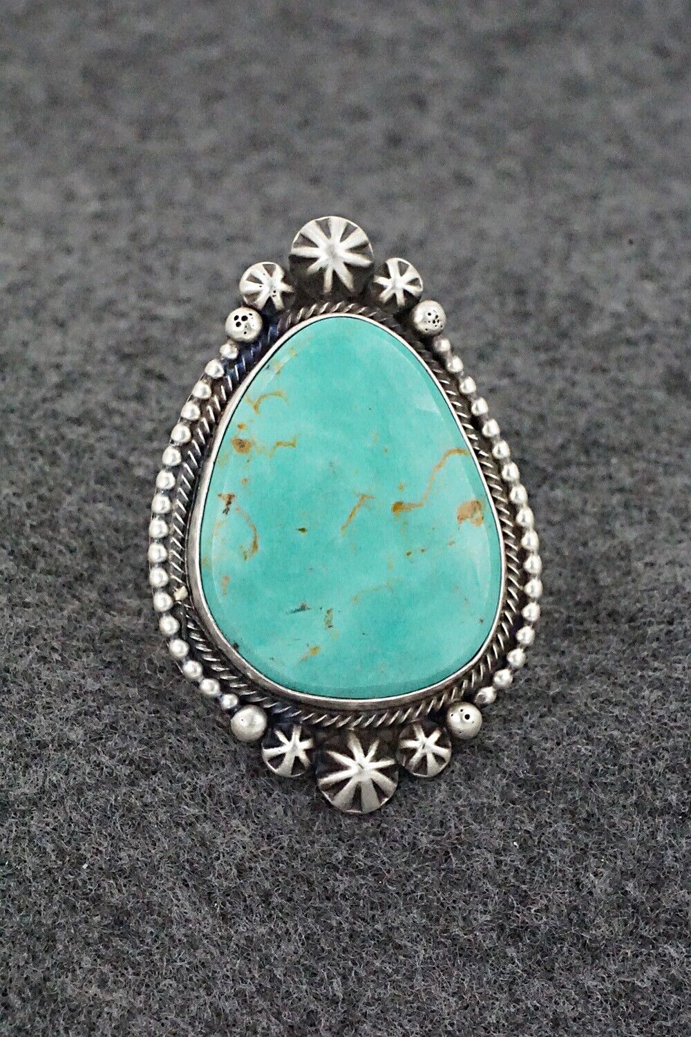 Turquoise & Sterling Silver Ring - Daniel Benally - Size 8 Adj.