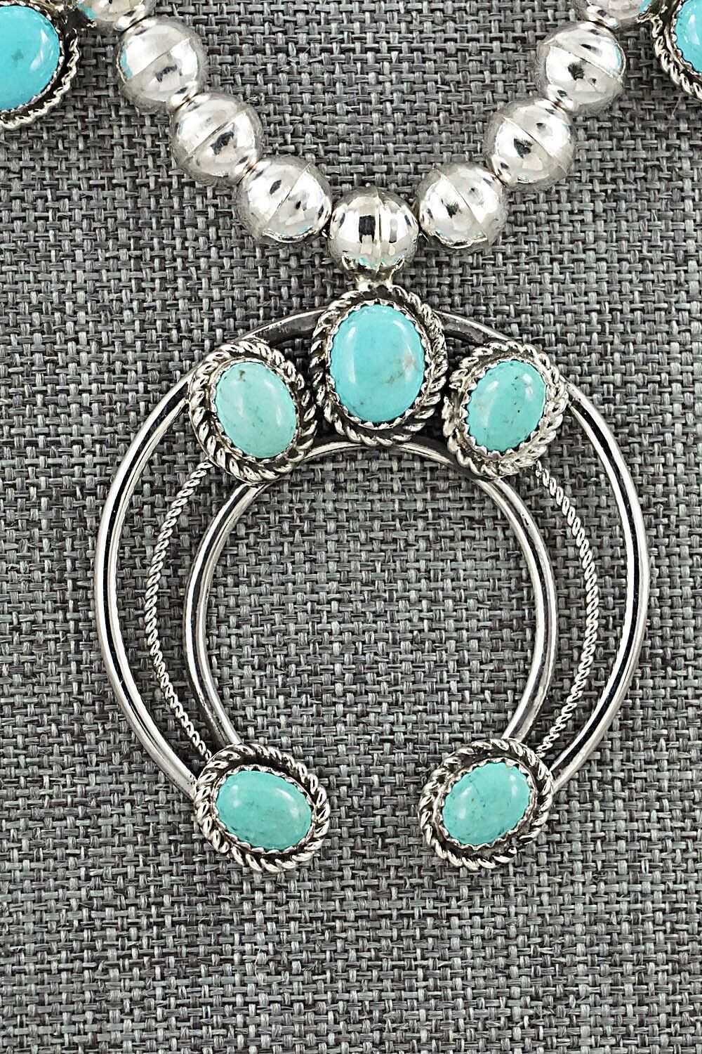 Turquoise & Sterling Silver Squash Blossom Necklace - Phil Garcia