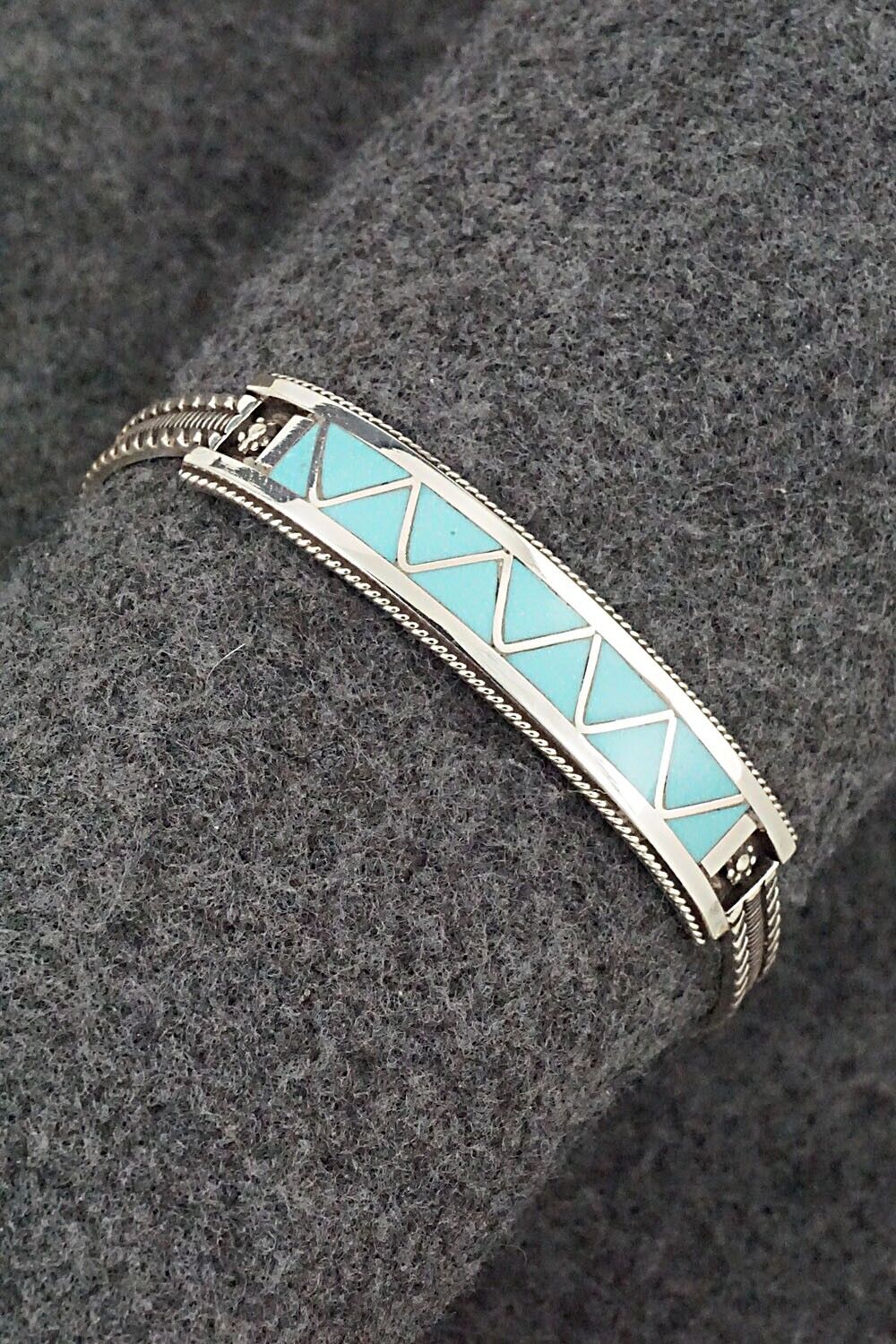 Turquoise & Sterling Silver Inlay Bracelet - Claudine Haloo