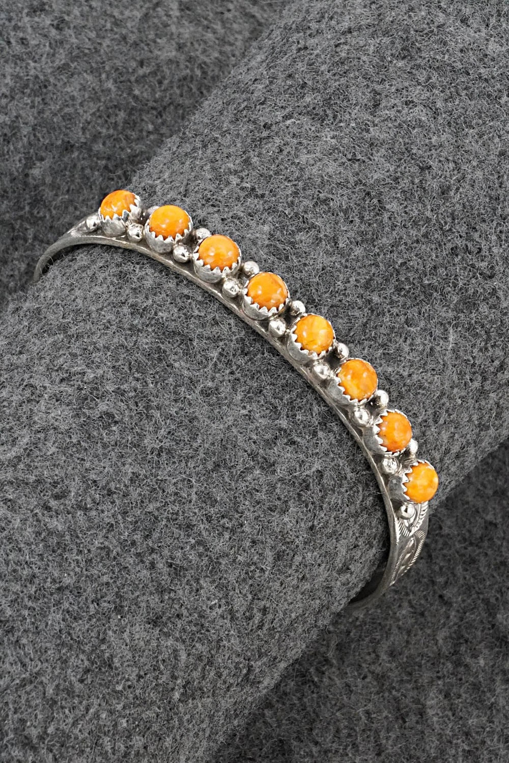 Spiny Oyster & Sterling Silver Bracelet - Gaynell Parker