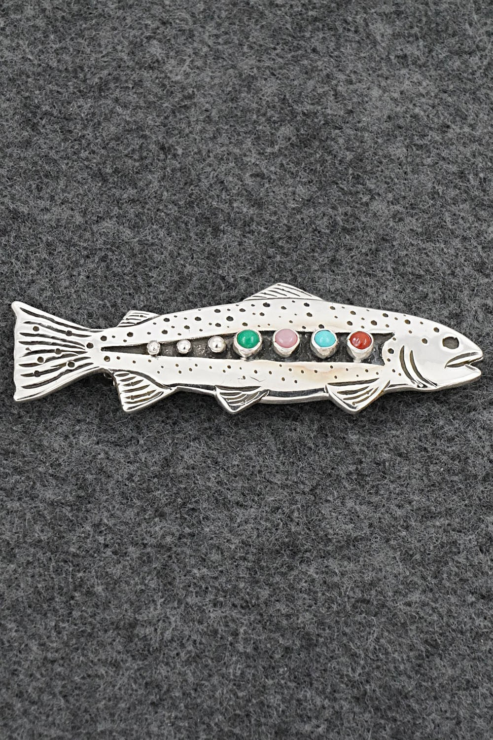Multi-Stone & Sterling Silver Pendant/Pin - Lee Charlie