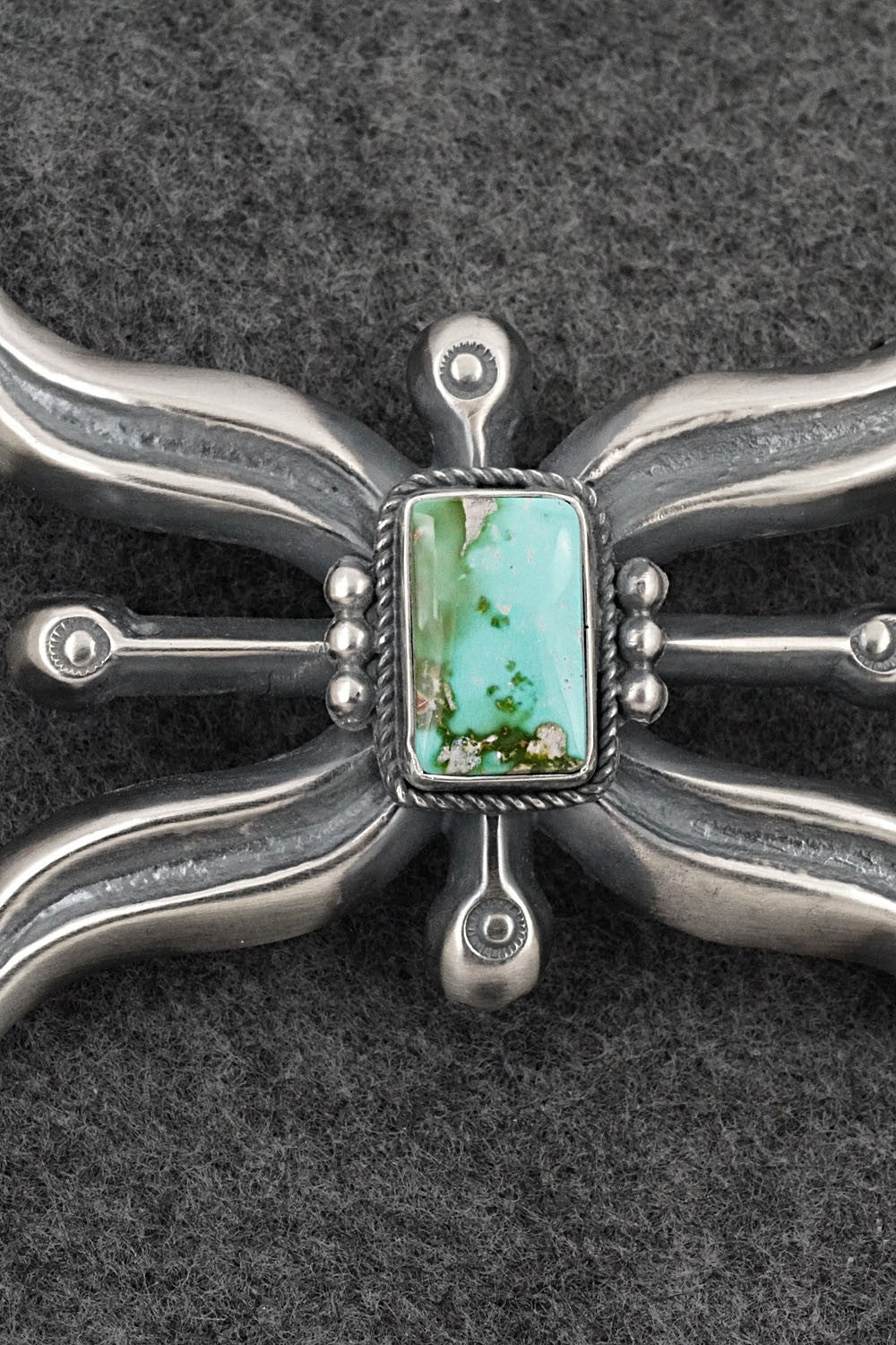 Turquoise & Sterling Silver Belt Buckle - Harrison Bitsue