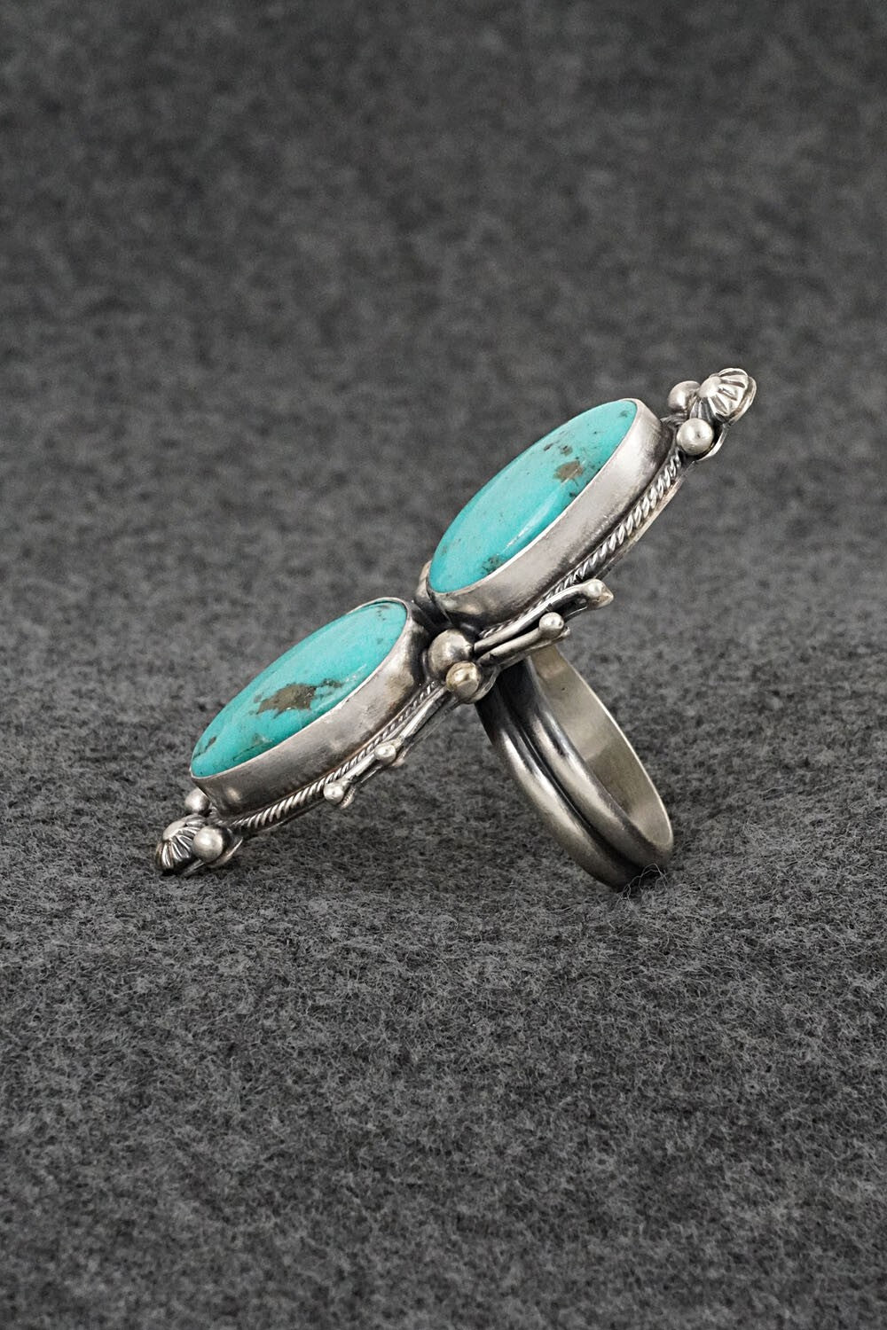 Turquoise & Sterling Silver Ring - Kathleen Livingston - Size 7 Adj.