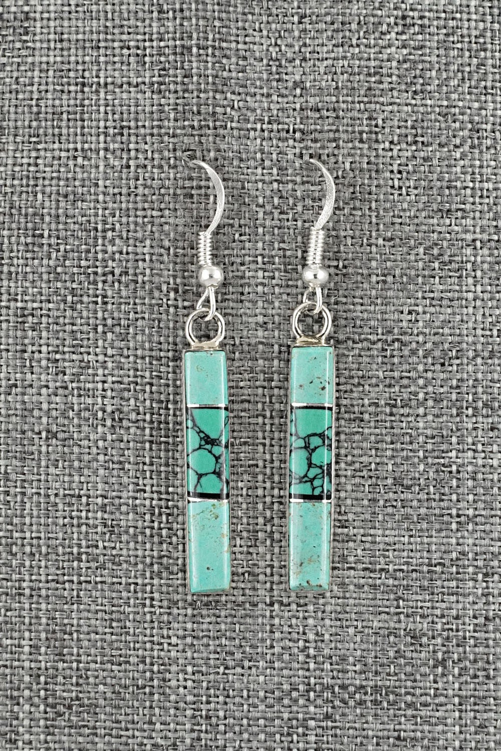 Turquoise, Onyx & Sterling Silver Earrings - Marilyn Yazzie