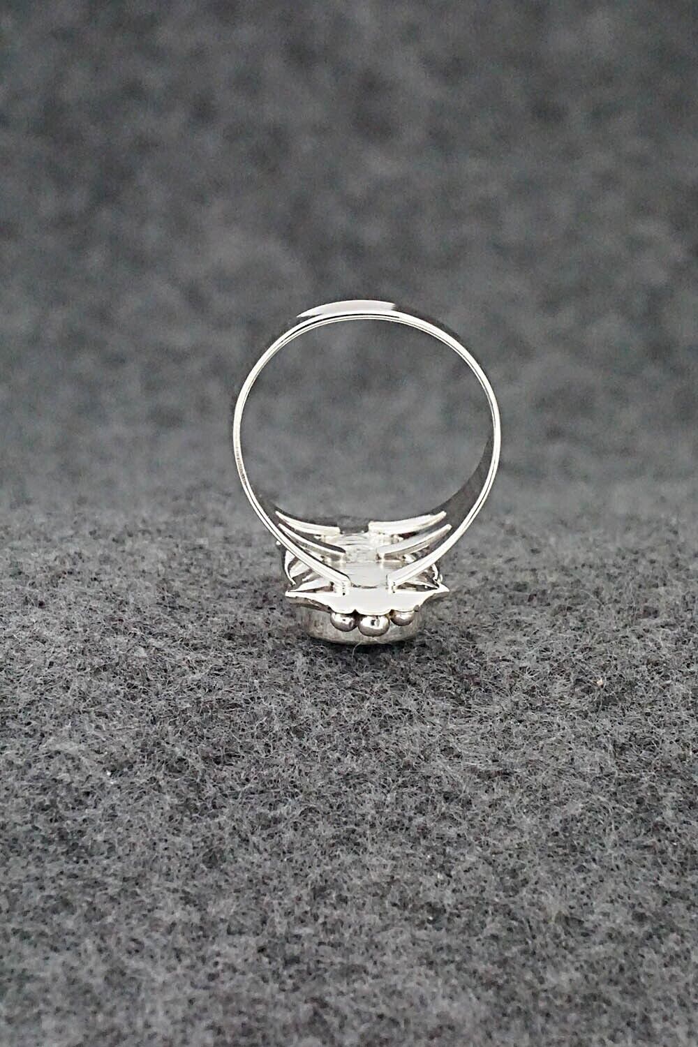 Turquoise, Opalite & Sterling Silver Inlay Ring - James Manygoats - Size 7.5