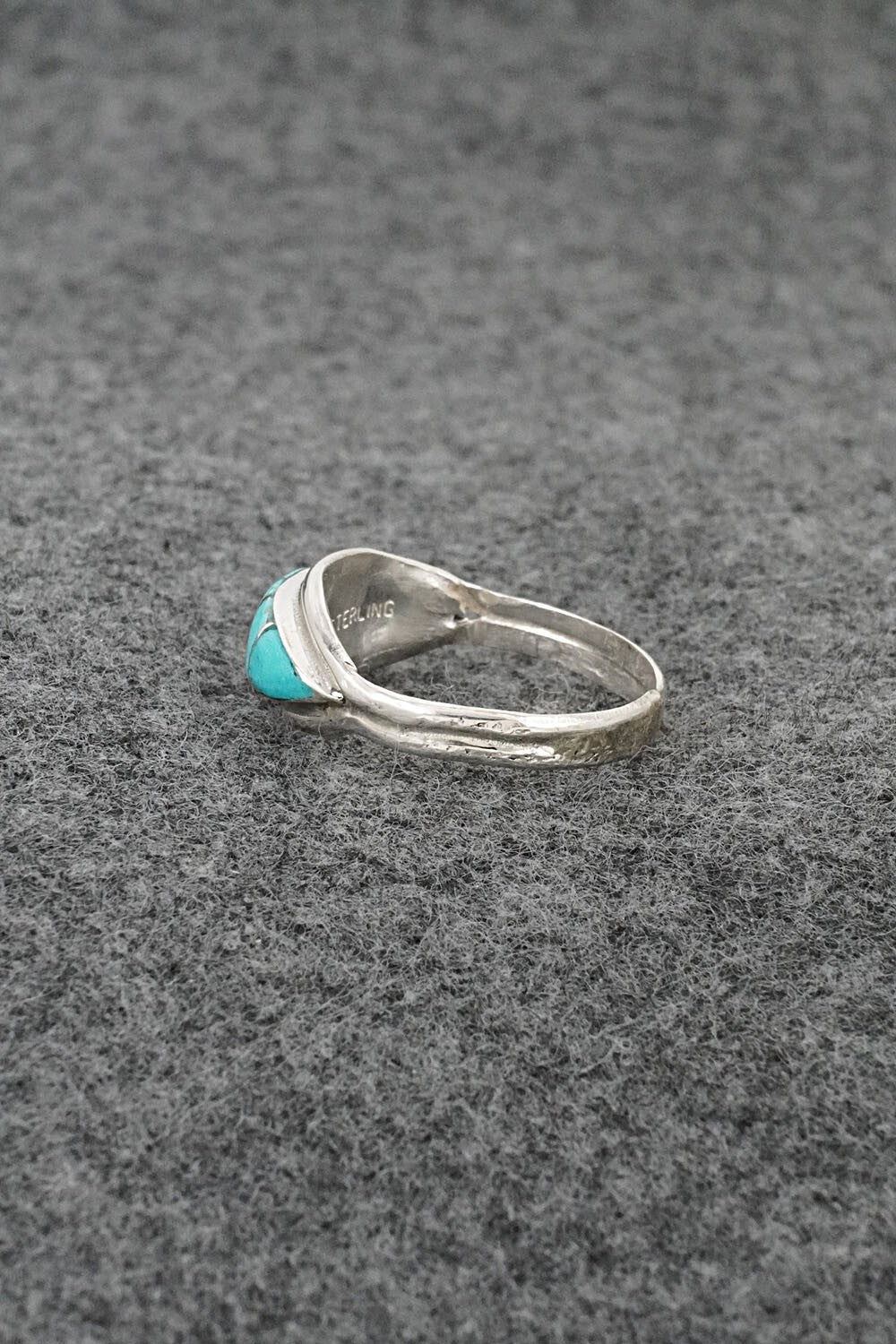 Turquoise & Sterling Silver Inlay Ring - Ola Eriacho - Size 9
