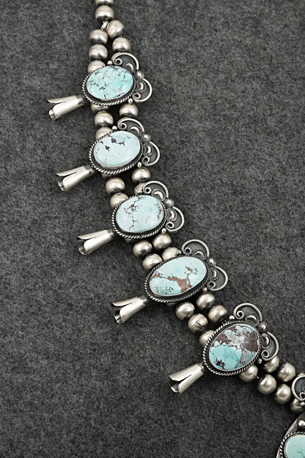 Turquoise & Sterling Silver Squash Blossom Set - Derrick Gordon