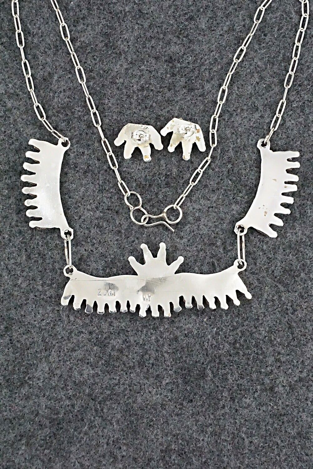 Turquoise & Sterling Silver Necklace and Earrings Set - Veronica Yawakia