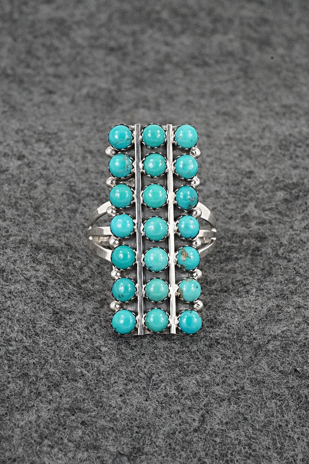 Turquoise & Sterling Silver Ring - Kenny Lonjose - Size 9.5