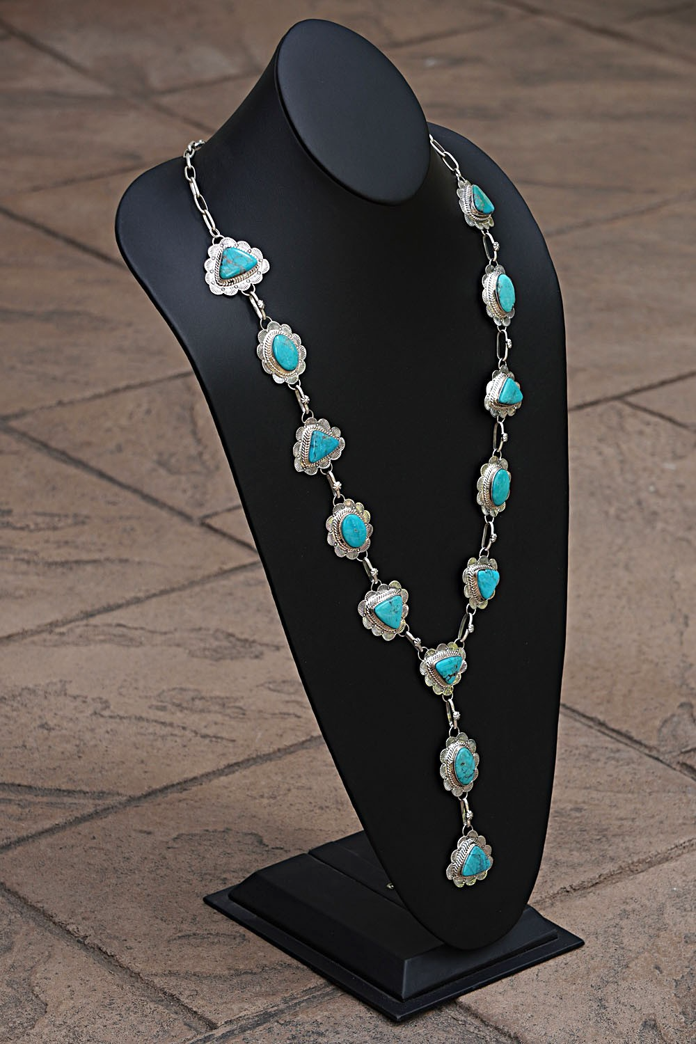 Turquoise & Sterling Silver Necklace - Vernon Johnson
