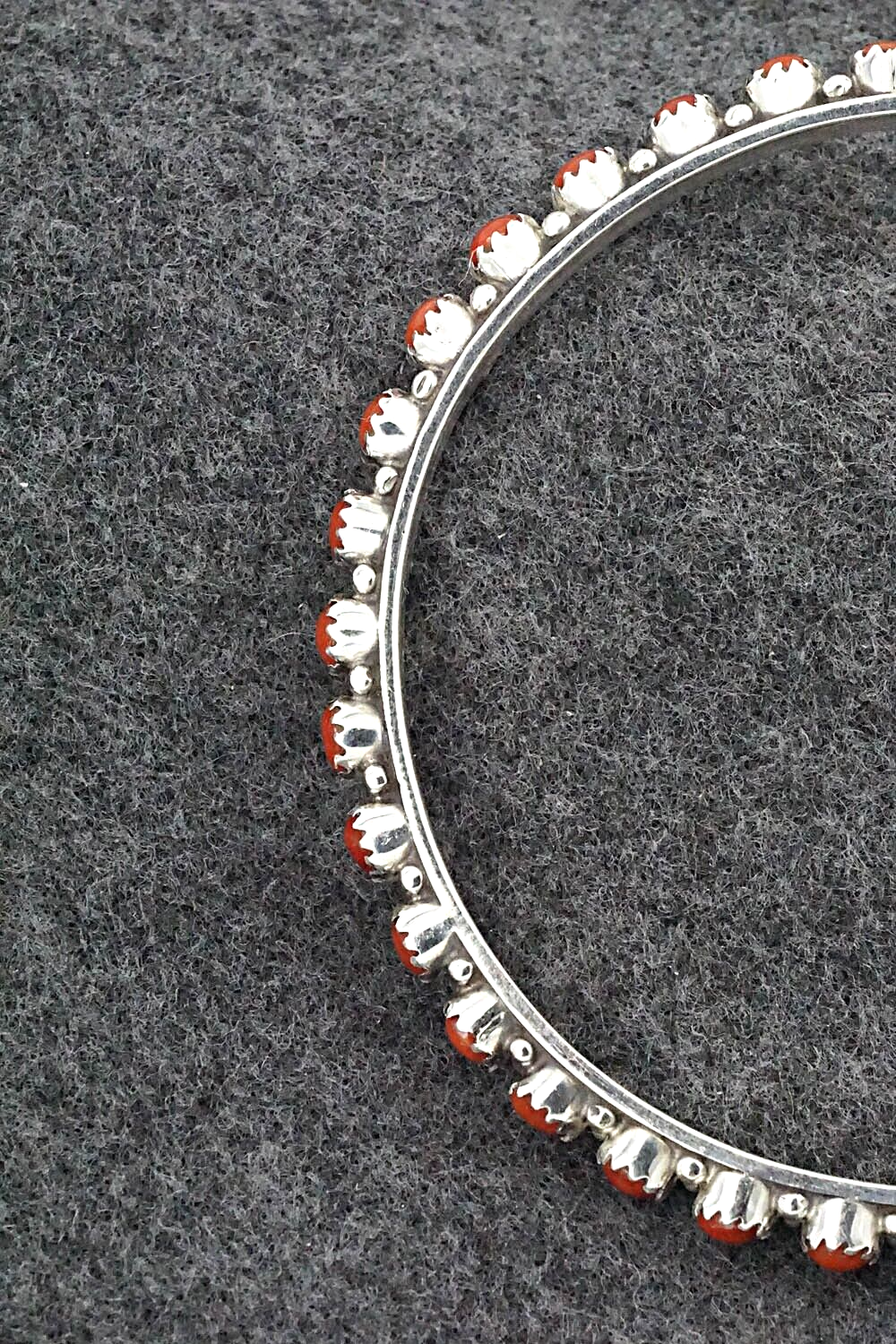 Coral & Sterling Silver Bangle Bracelet - Gaynell Parker