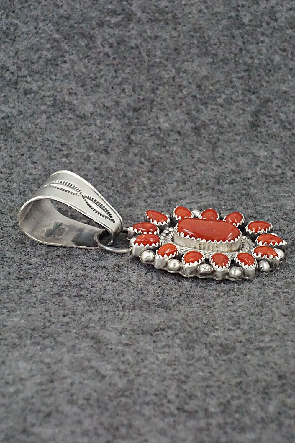 Coral & Sterling Silver Pendant - Tom Lewis