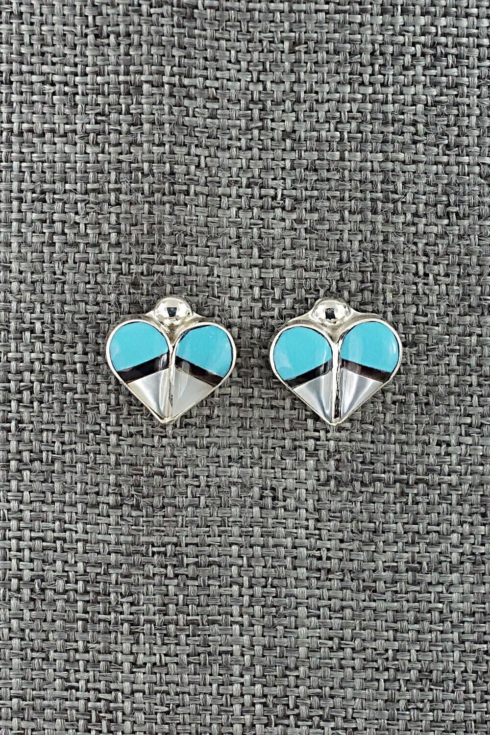 Multi Stone Inlay & Sterling Silver Earrings - Vernelda Niiha