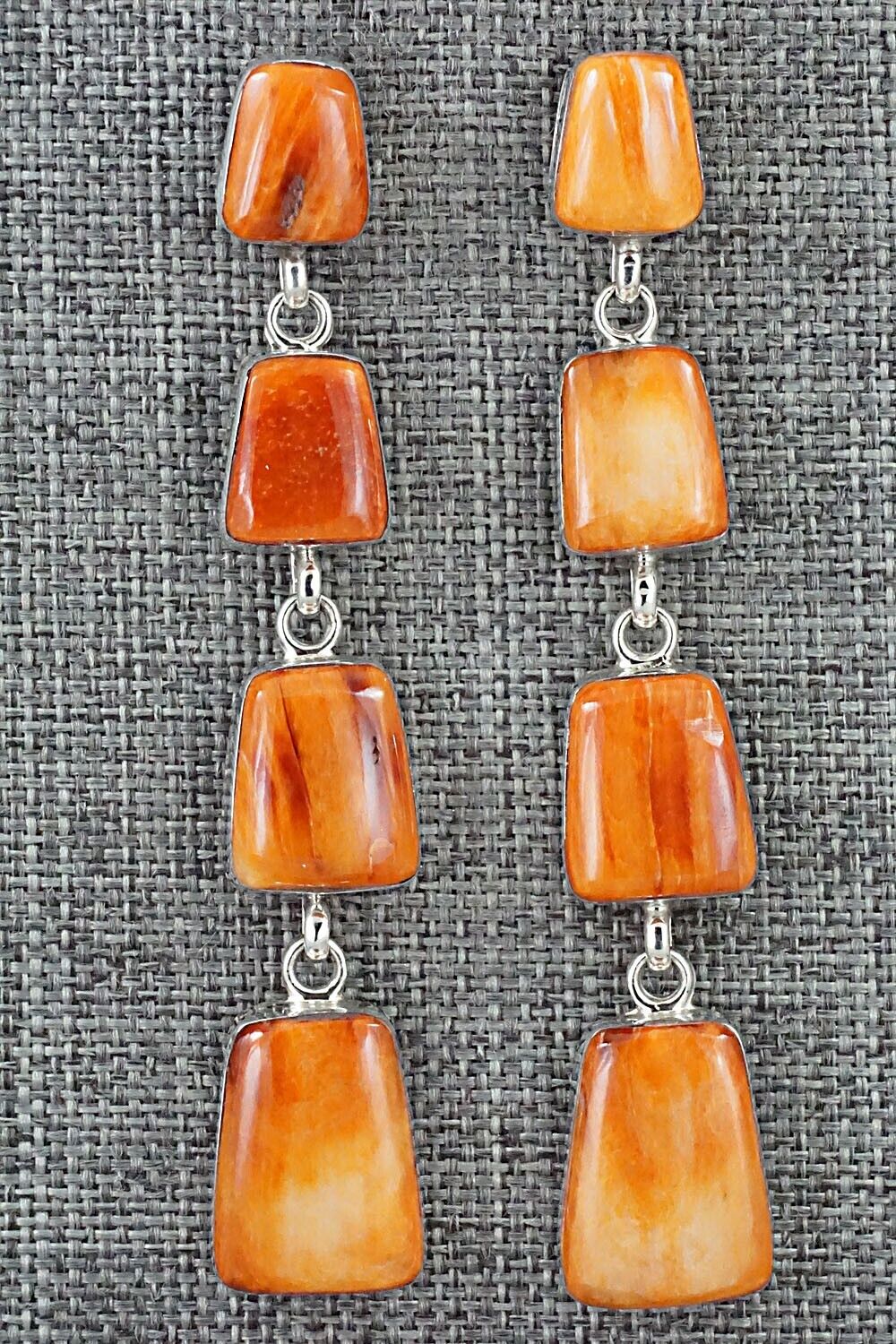 Spiny Oyster & Sterling Silver Earrings - Beverly Belin