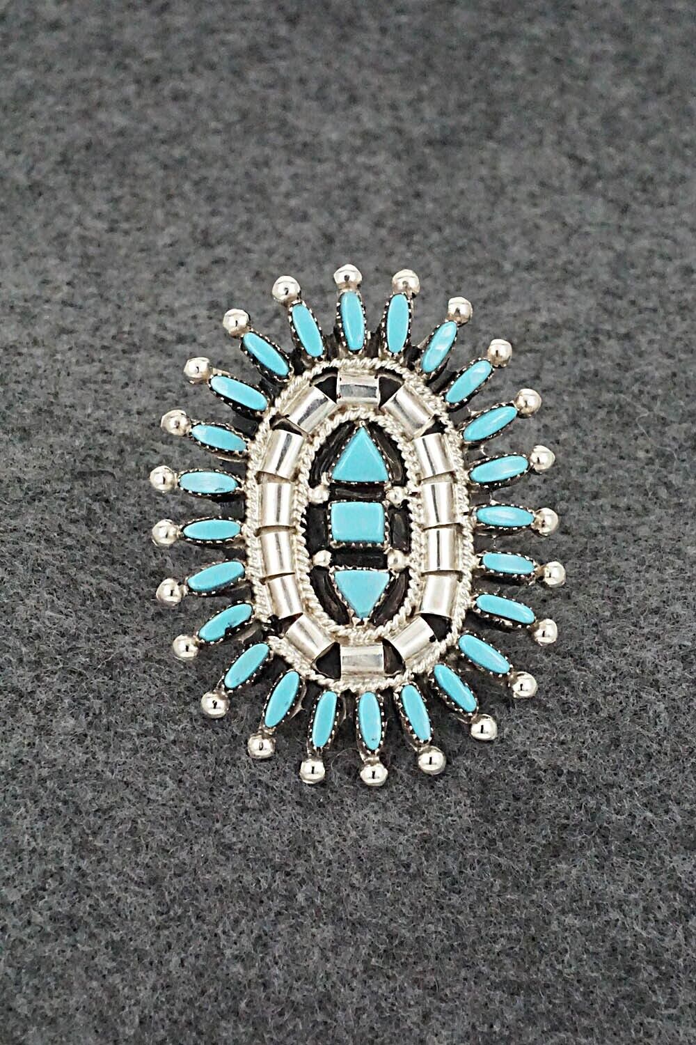 Turquoise & Sterling Silver Ring - Evonne Hustito - Size 7.5