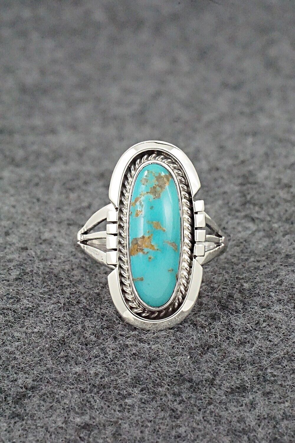 Turquoise & Sterling Silver Ring - Samuel Yellowhair - Size 8.5