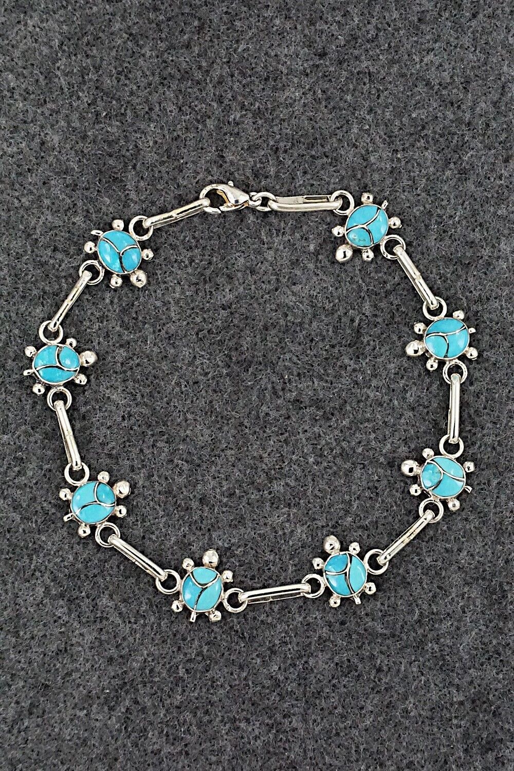 Turquoise & Sterling Silver Link Bracelet - Rebecca Lalio