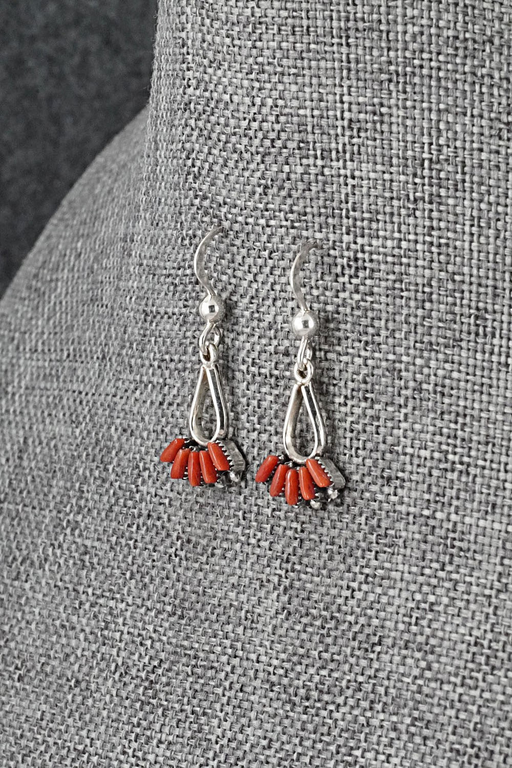 Coral & Sterling Silver Necklace and Earrings Set - Mildred Ukestine