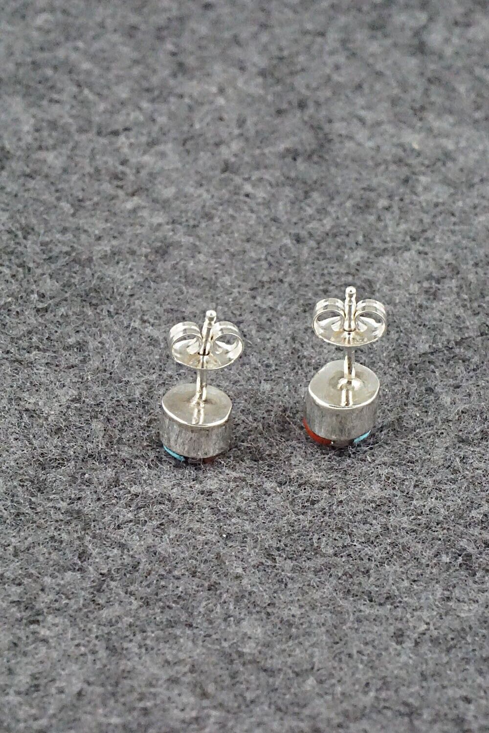 Multi-Stone & Sterling Silver Inlay Earrings - Celina Rosetta