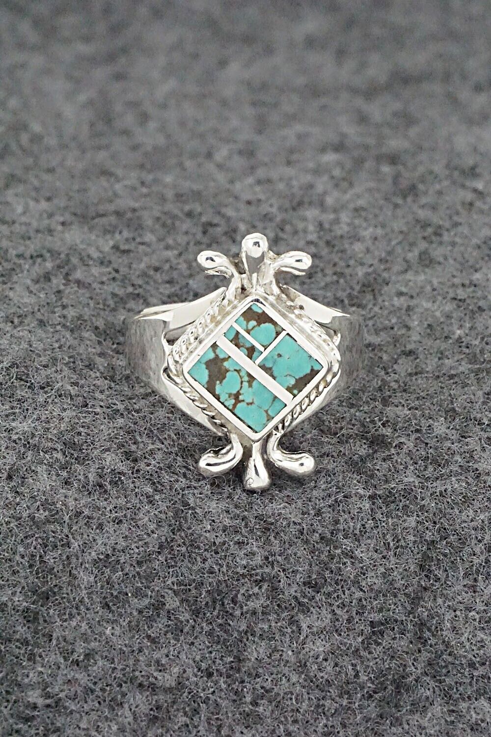 Turquoise & Sterling Silver Inlay Ring - James Manygoats - Size 8