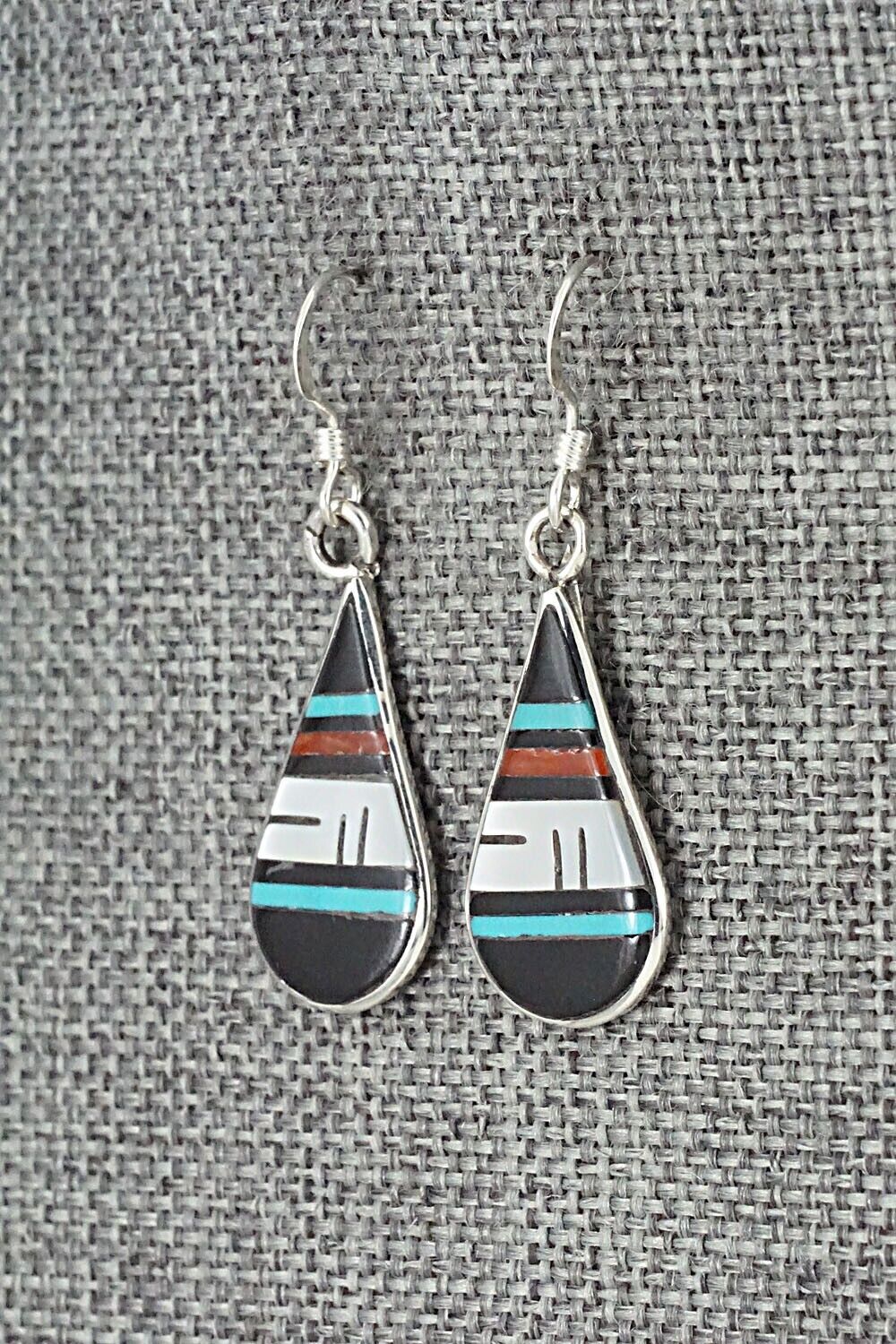 Multi Stone & Sterling Silver Inlay Earrings - Rhianna Kallestewa