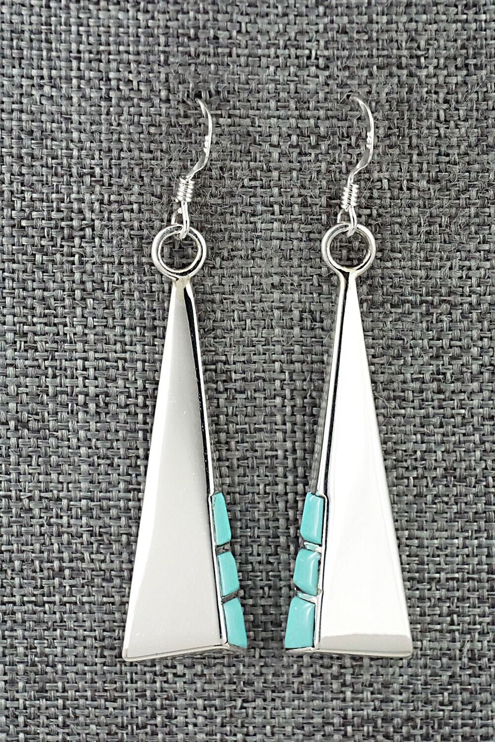 Turquoise & Sterling Silver Earrings - Leonard Jim