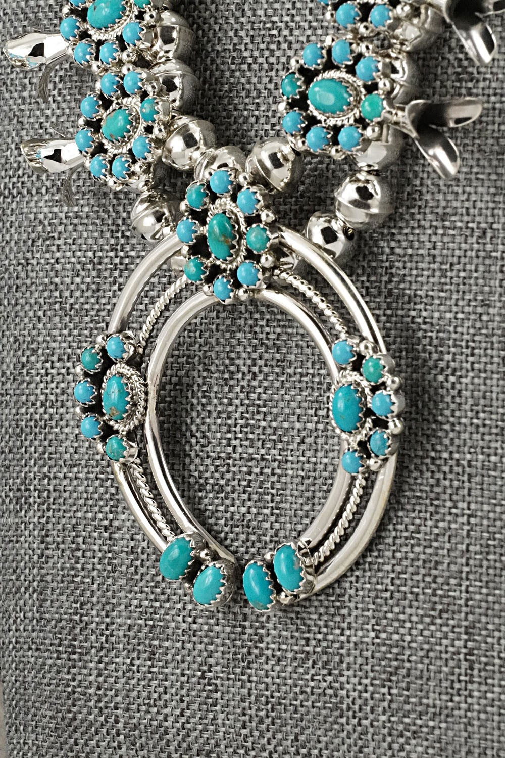 Turquoise & Sterling Silver Squash Blossom Set - Nate Curley