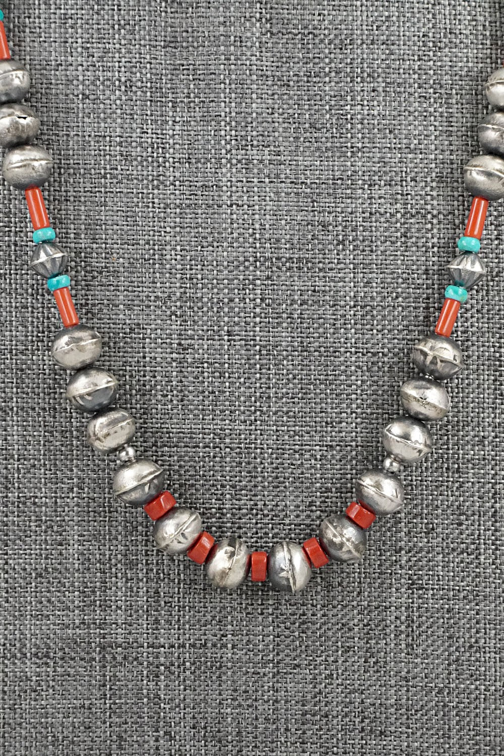 Multi-Stone & Sterling Silver Navajo Pearl Necklace 20" - Vintage