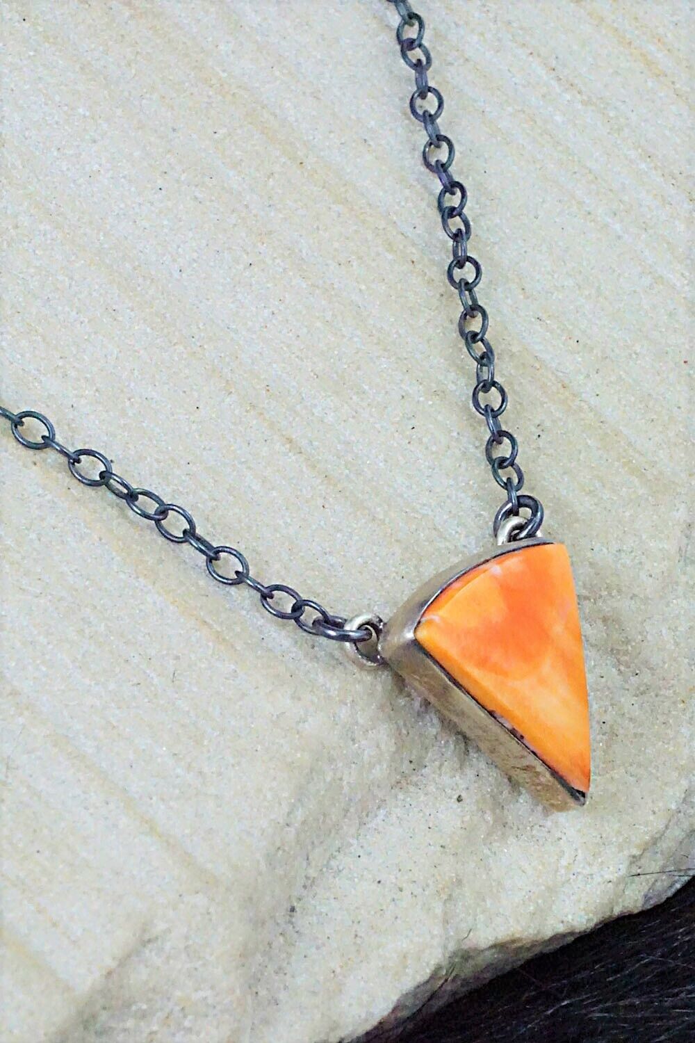 Spiny Oyster & Sterling Silver Necklace - Bernyse Chavez