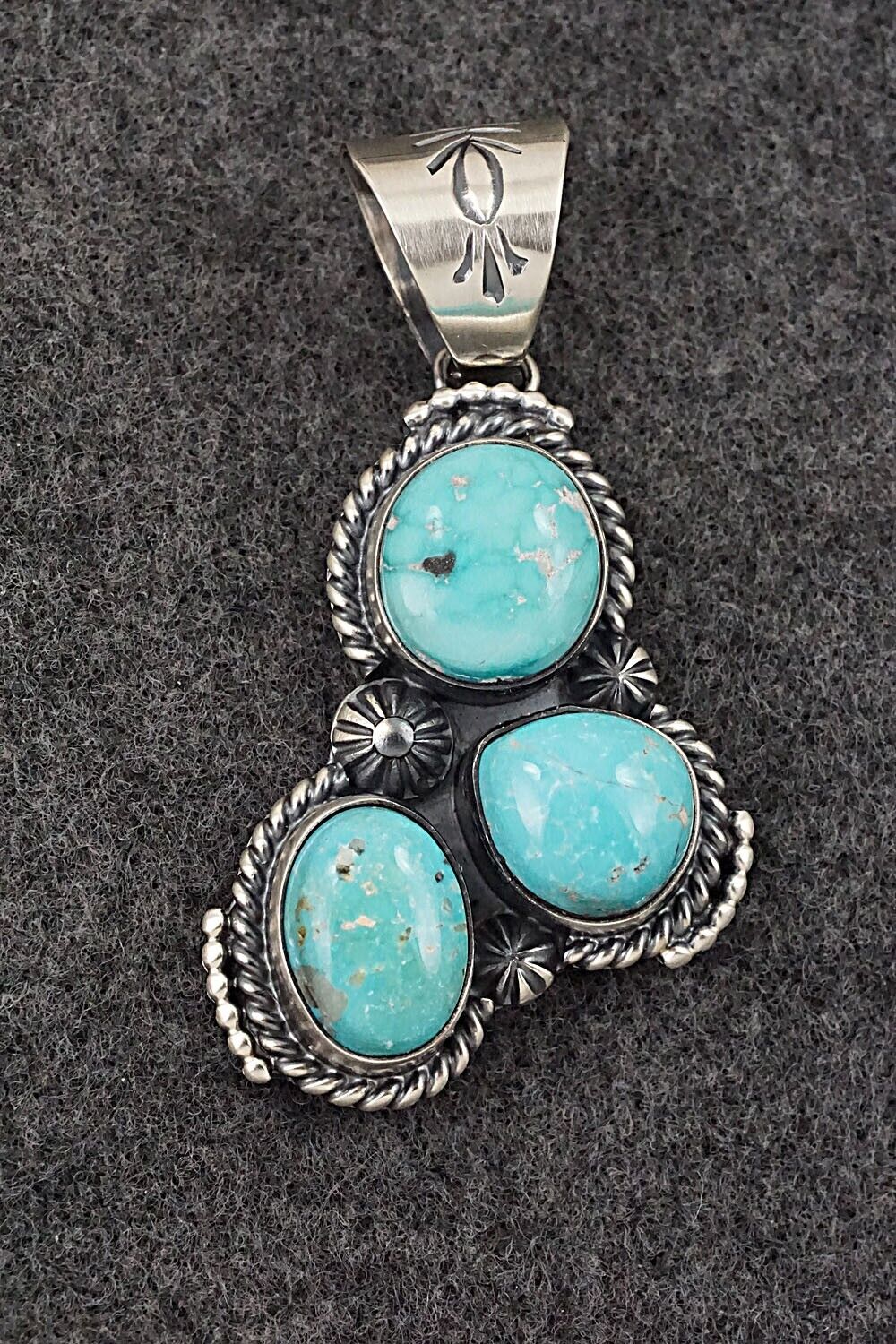 Turquoise & Sterling Silver Pendant - Raymond Delgarito