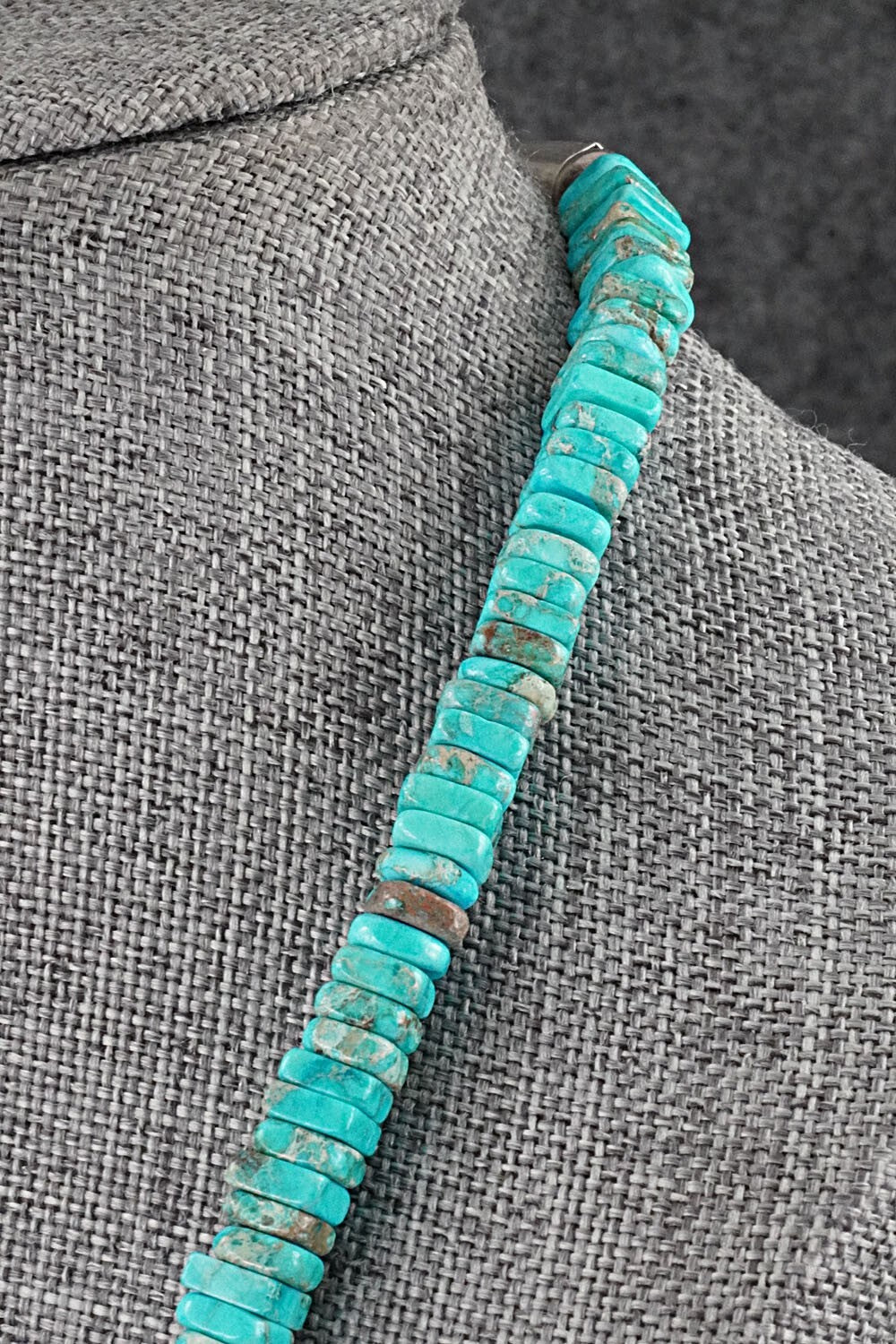 Turquoise & Sterling Silver Necklace 19" - Doreen Jake