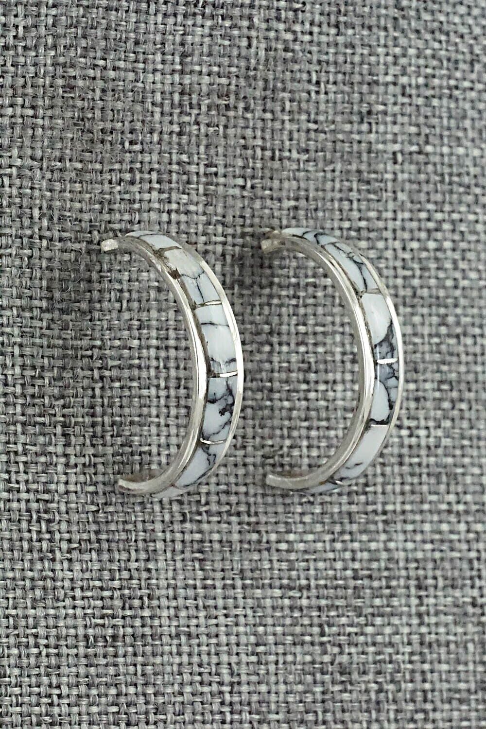 White Buffalo & Sterling Silver Hoop Earrings - Alton Tom