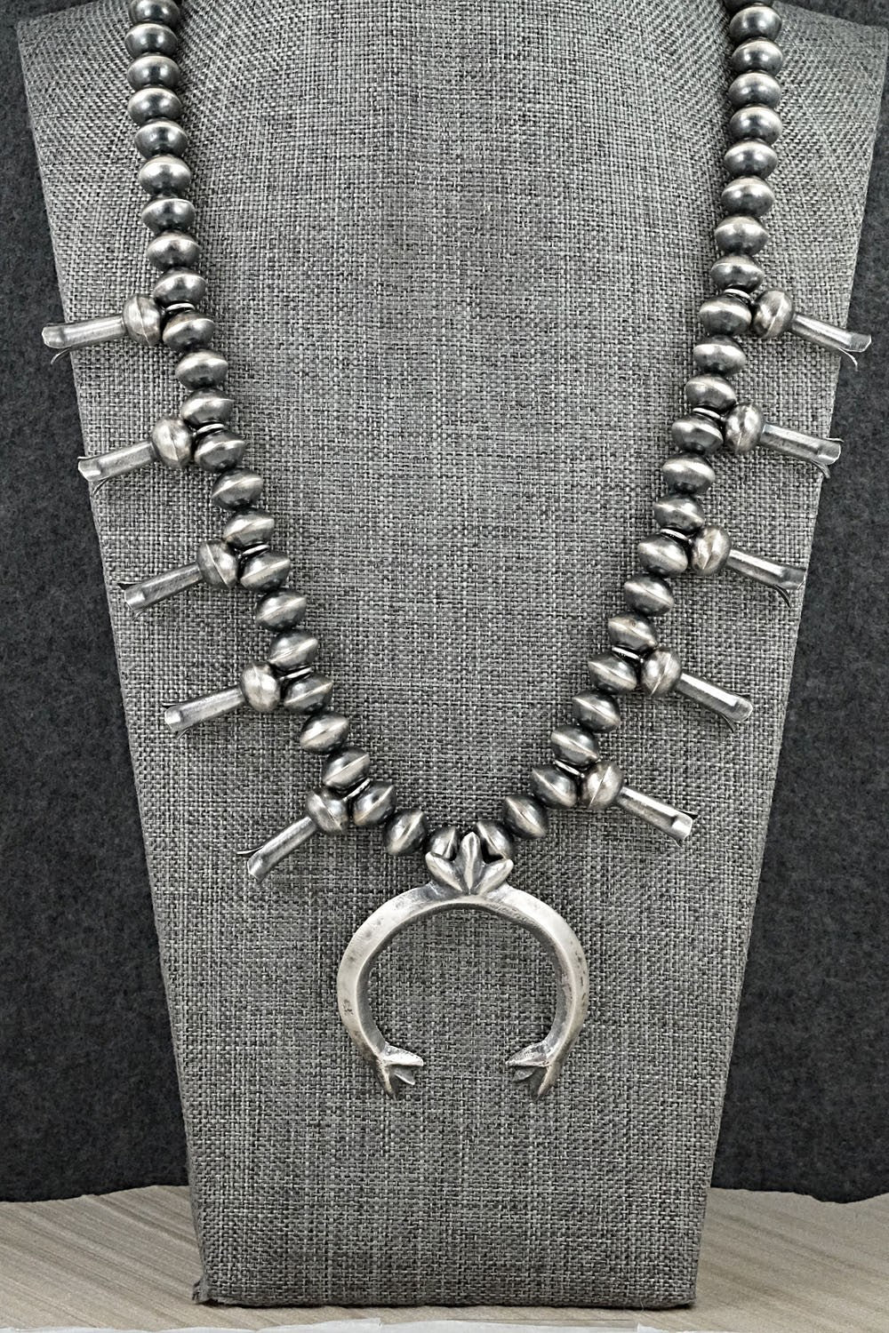 Sterling Silver Navajo Pearl Squash Blossom Necklace - Presley Haley