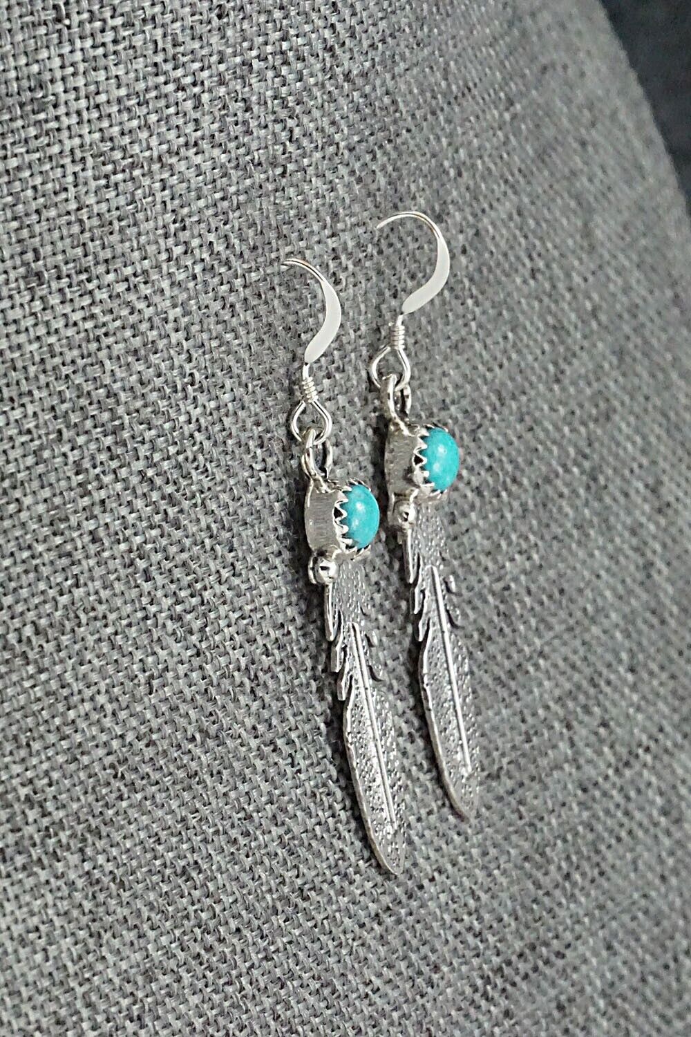 Turquoise & Sterling Silver Earrings - Lee Shorty
