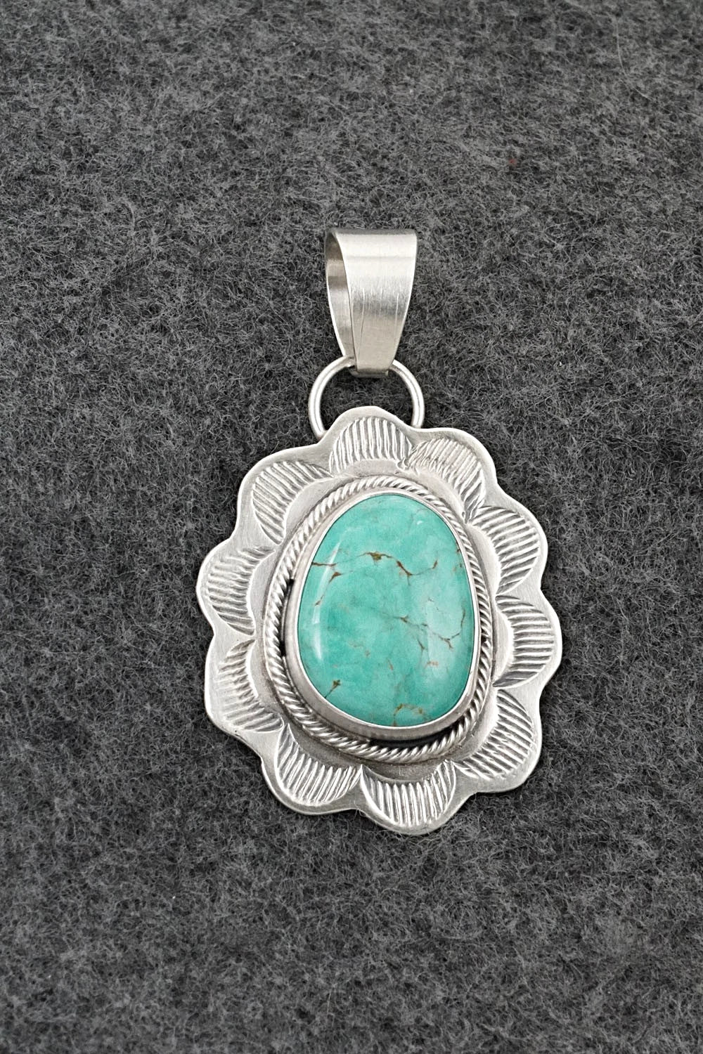 Turquoise & Sterling Silver Pendant - Cordell Platero