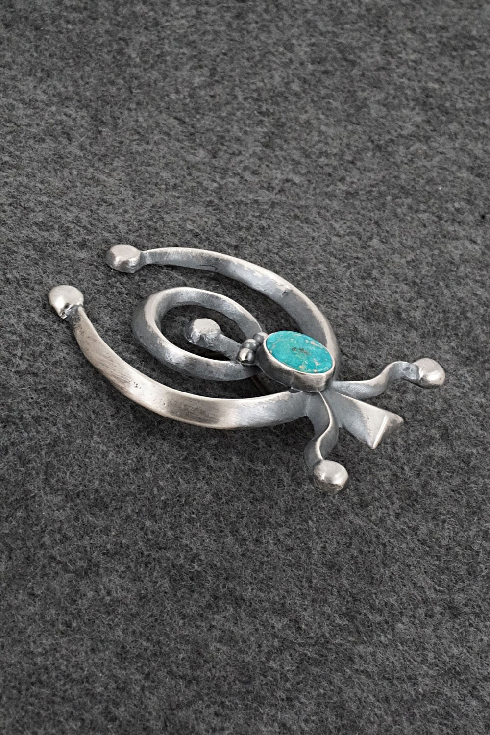 Turquoise & Sterling Silver Naja Pendant - Harrison Bitsue