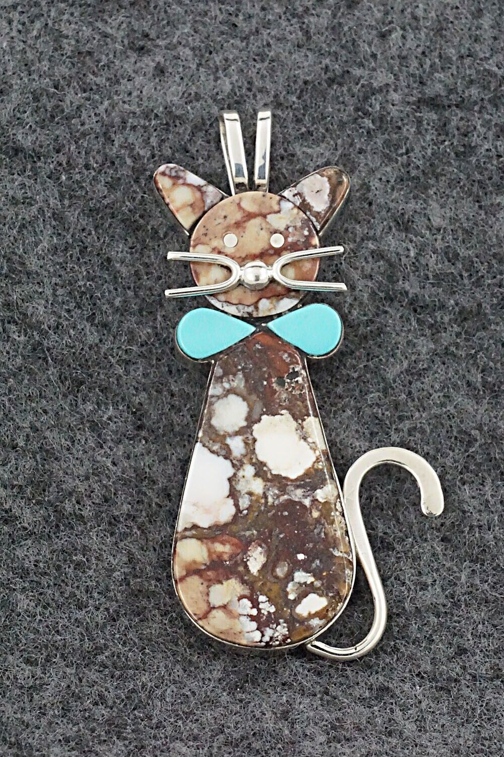 Wild Horse, Turquoise & Sterling Silver Pendant - Leavus Ahiyite