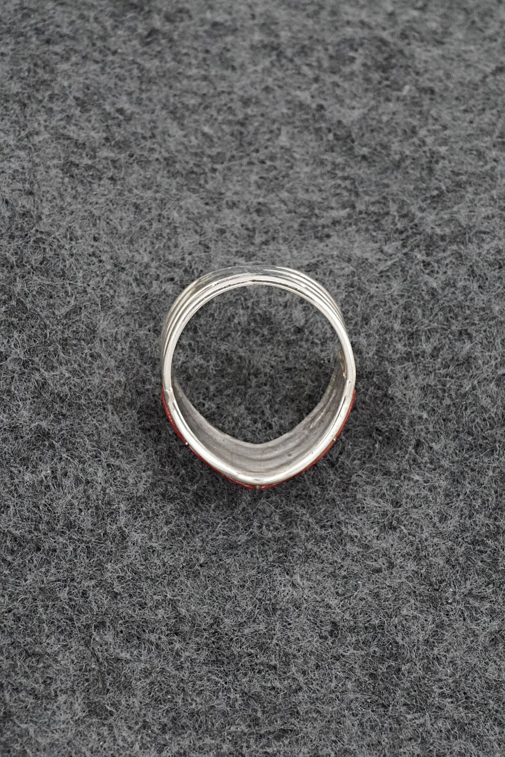Coral & Sterling Silver Ring - Andrew Enrico - Size 7