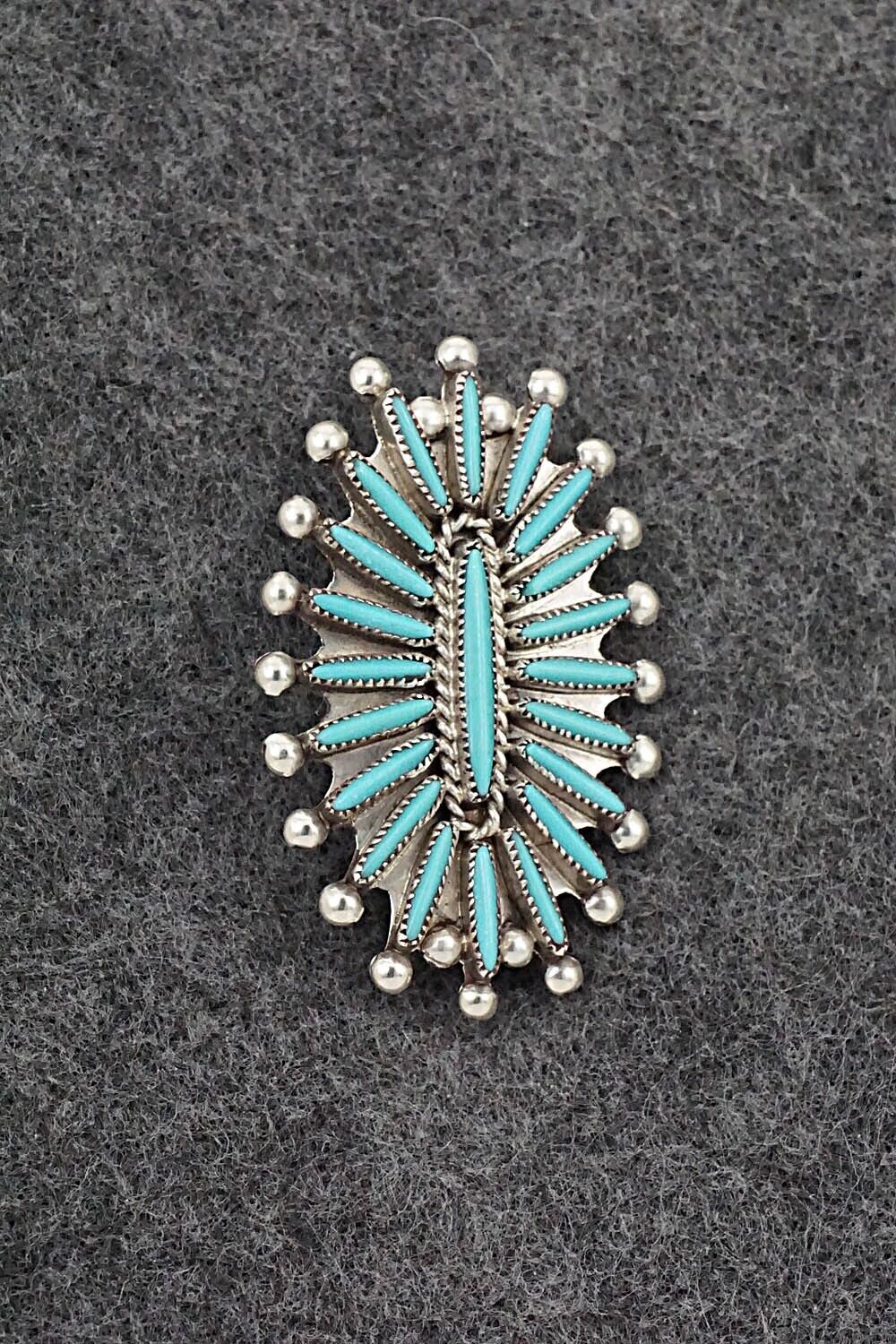 Turquoise & Sterling Silver Pendant/ Pin - Lorraine Waatsa