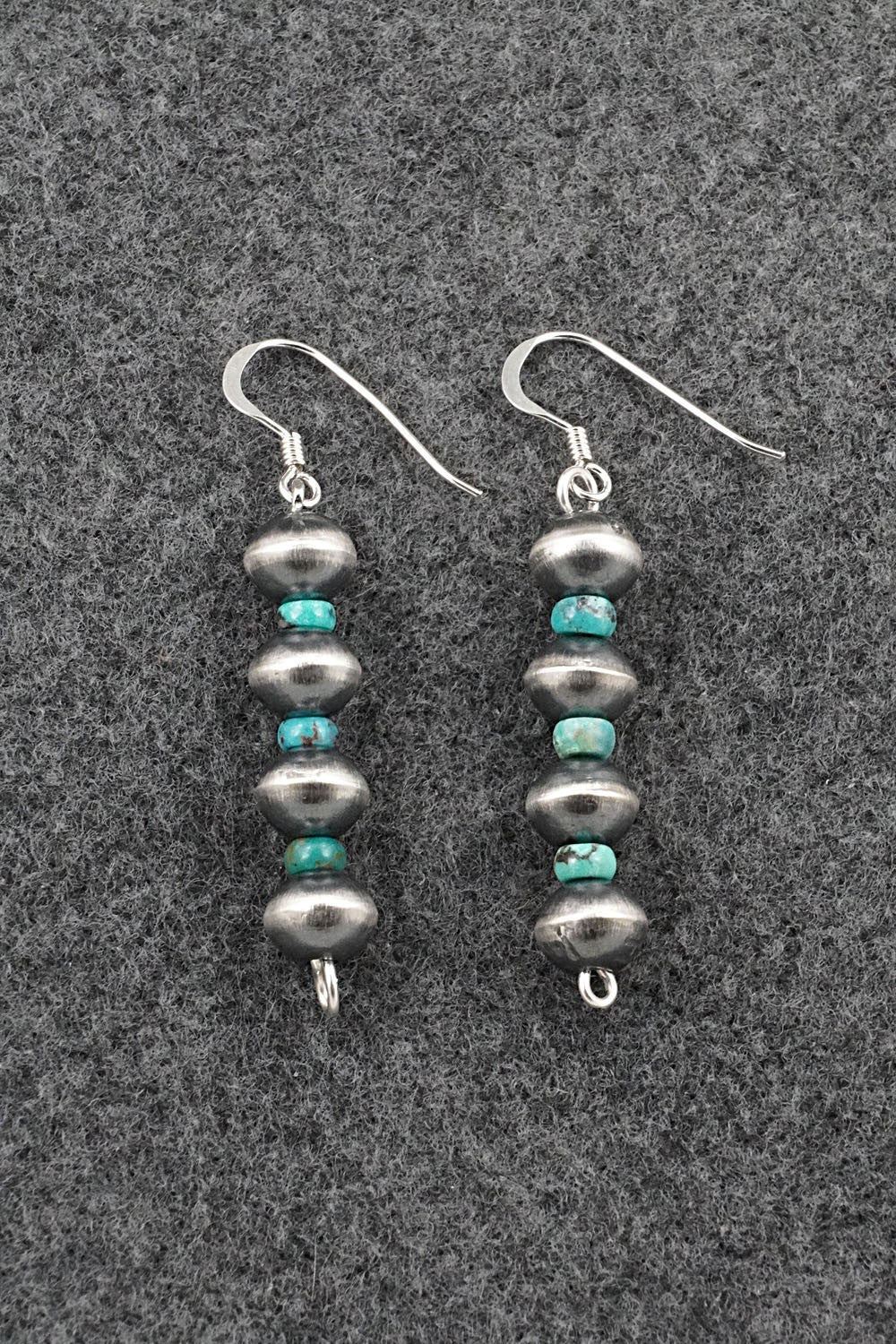 Turquoise & Sterling Silver Navajo Pearl Earrings - Tonisha Haley