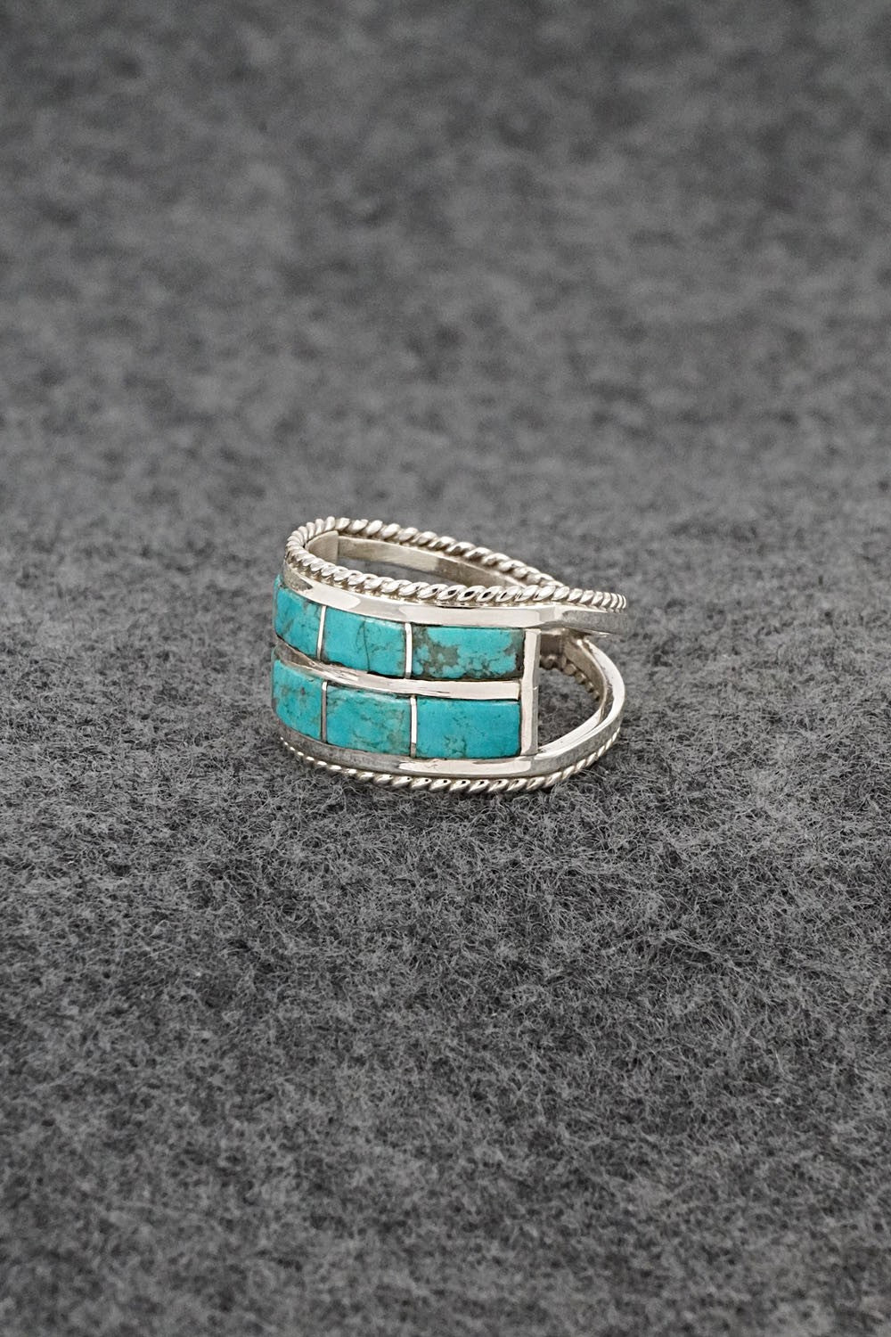 Turquoise & Sterling Silver Ring - Bruce Johnson - Size 6.5