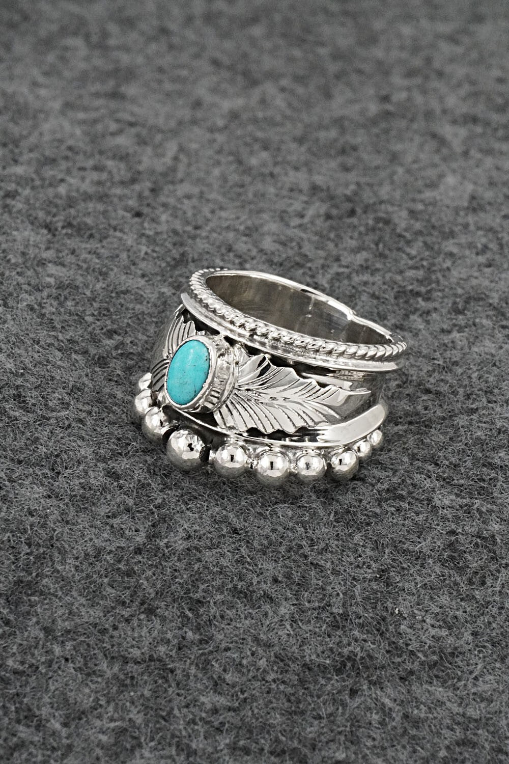 Turquoise & Sterling Silver Ring - Tom Lewis - Size 6.5