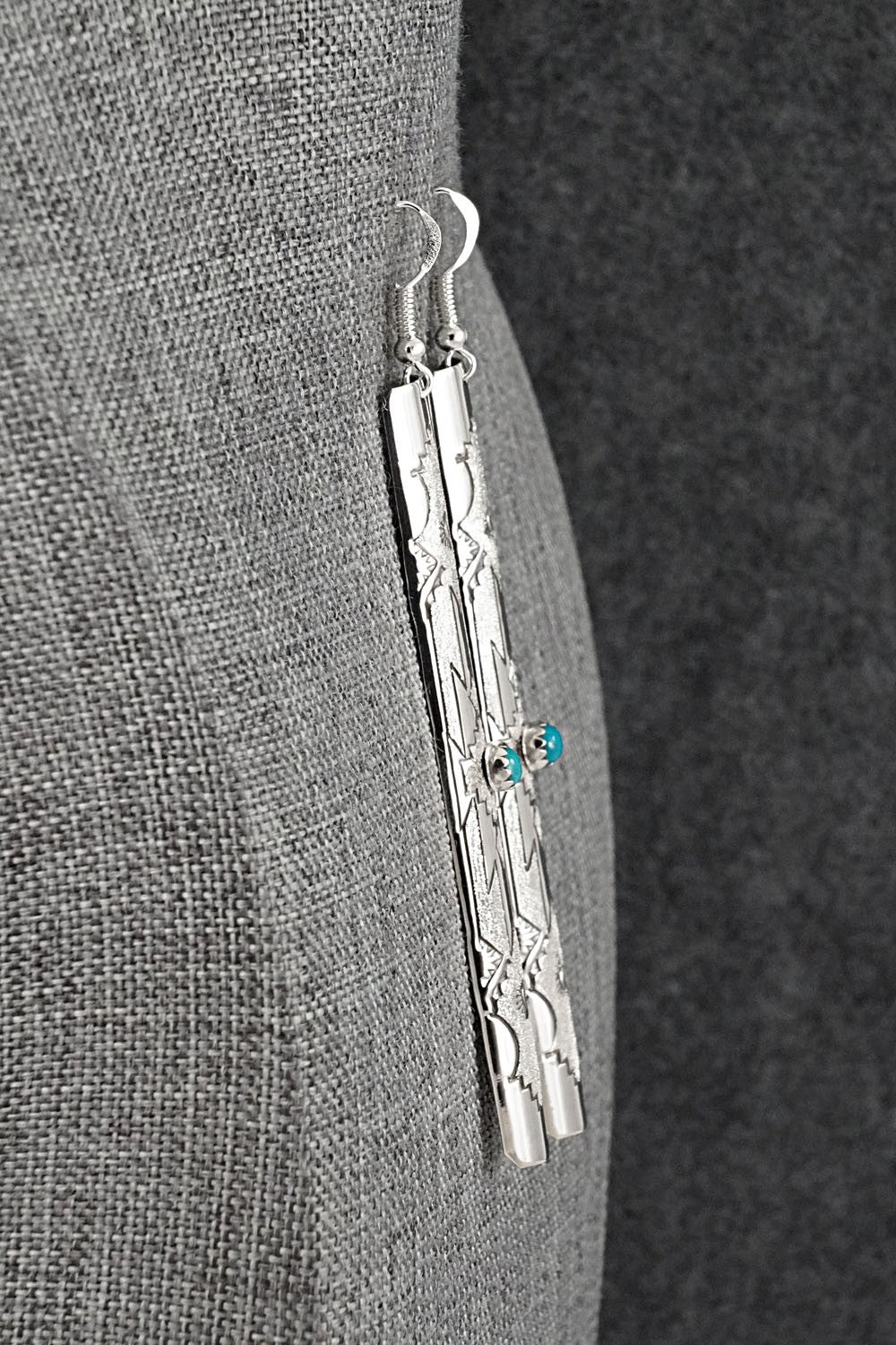 Turquoise & Sterling Silver Earrings - Zane Tahe
