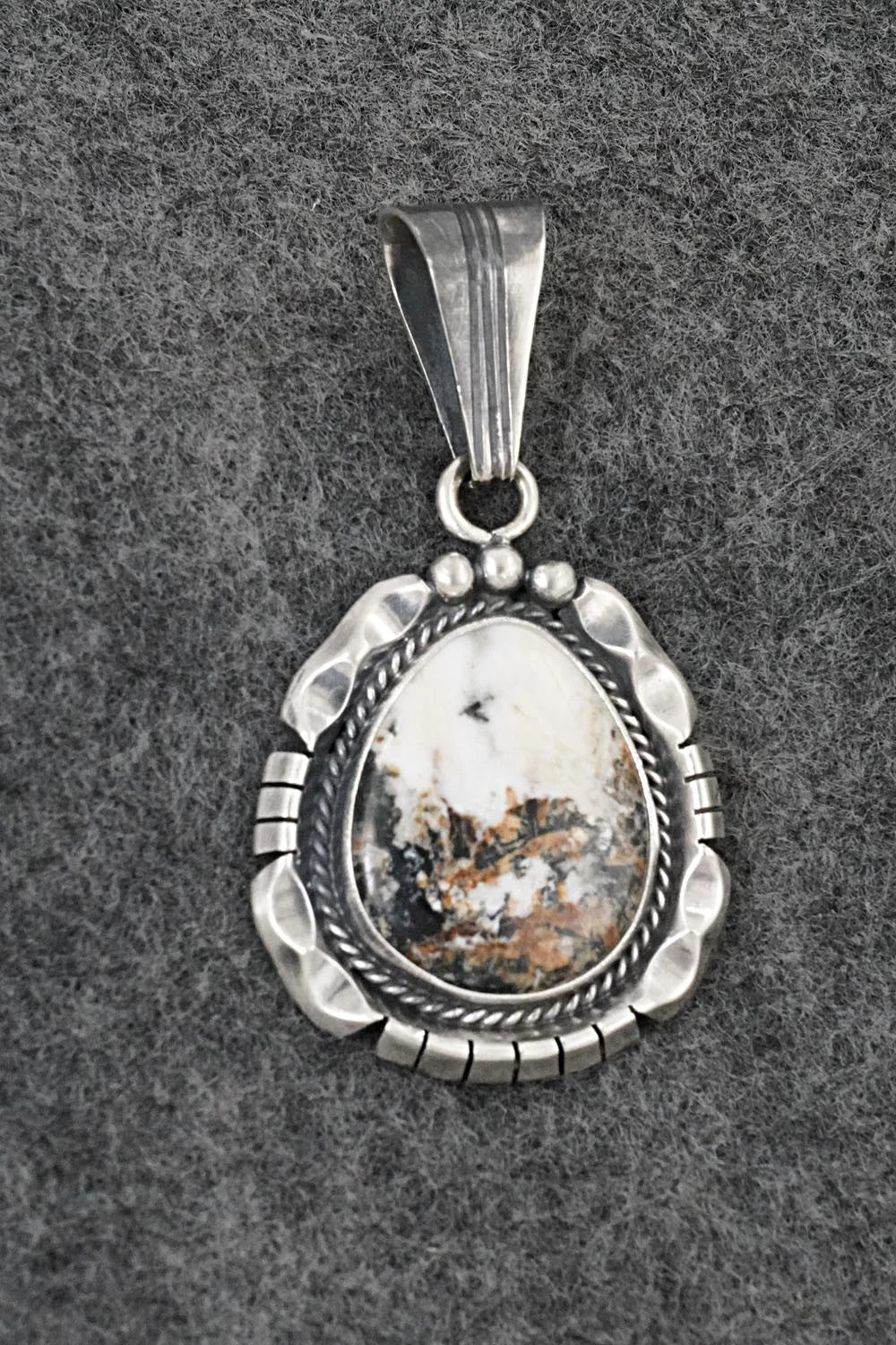 White Buffalo & Sterling Silver Pendant - Samuel Yellowhair
