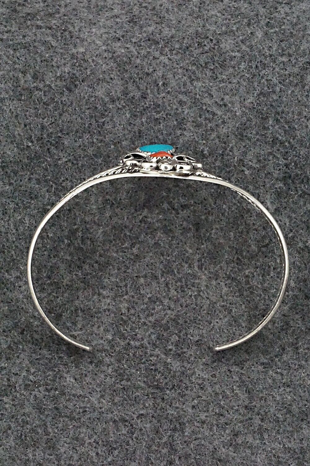 Turquoise, Coral & Sterling Silver Bracelet - Harry B. Yazzie