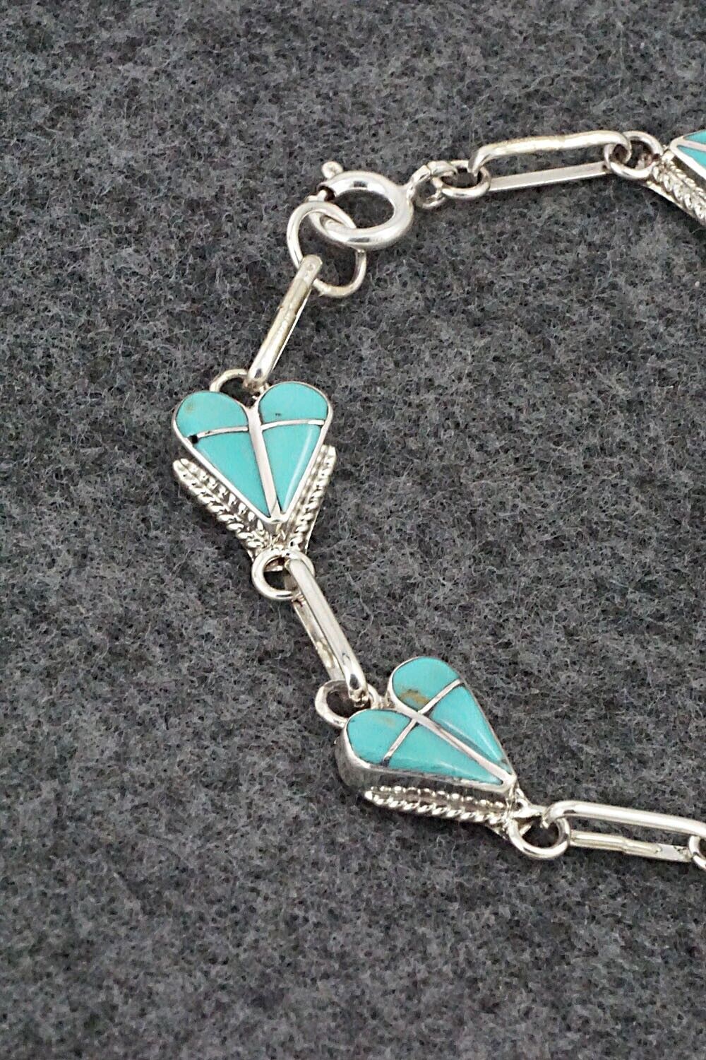 Turquoise & Sterling Silver Link Bracelet - Velda Nastacio