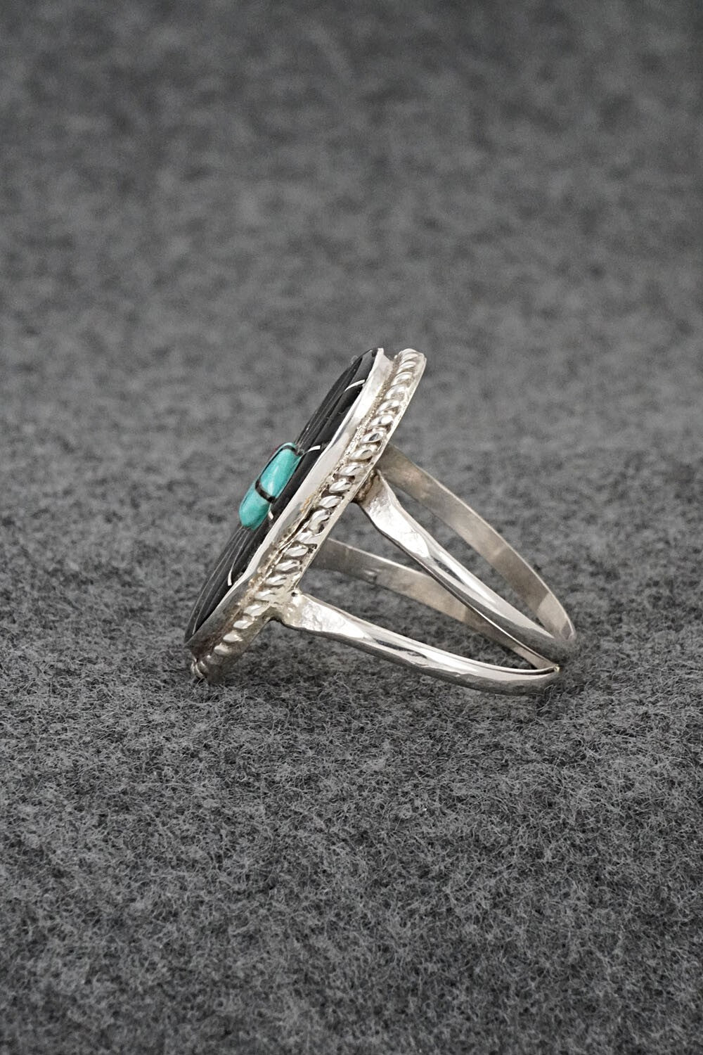 Multi-Stone & Sterling Silver Inlay Ring - Ola Eriacho - Size 10.5