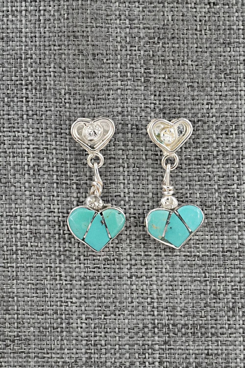 Turquoise & Sterling Silver Inlay Earrings - Ola Eriacho