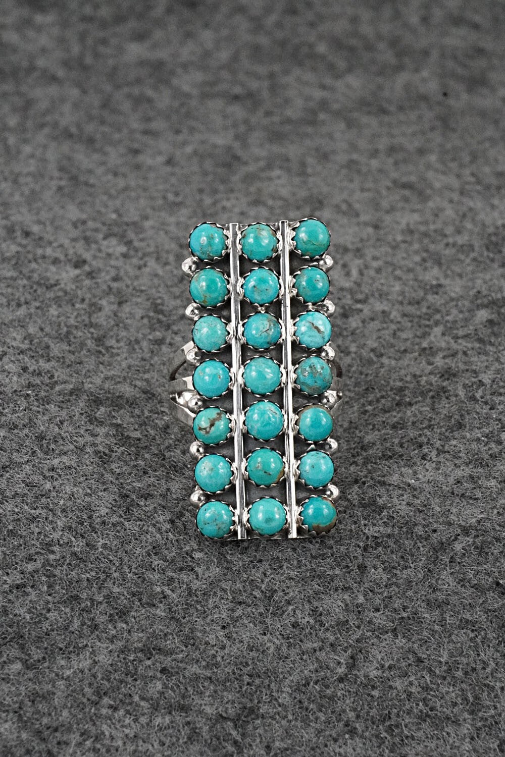 Turquoise & Sterling Silver Ring - Kenny Lonjose - Size 6.5