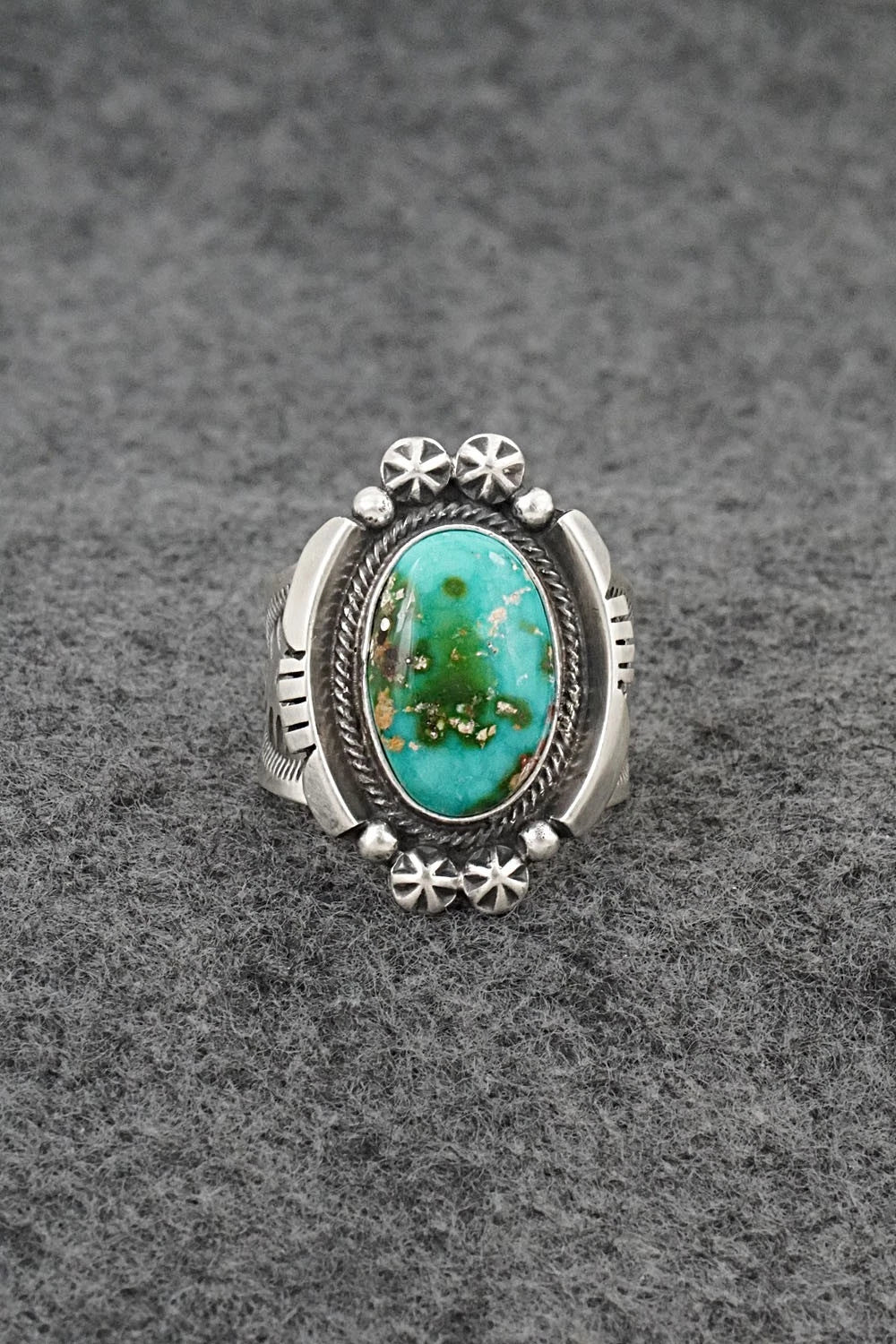 Turquoise & Sterling Silver Ring - Samuel Yellowhair - Size 8